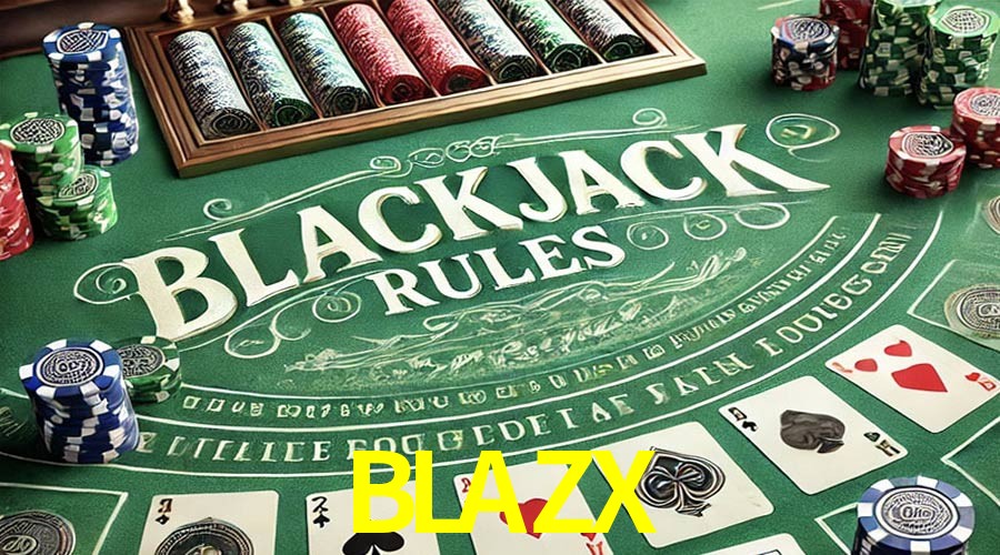 Una escena digital vívida inspirada en casino con BLAZX mostrado prominentemente, luces brillantes, fichas, cartas y acentos dorados.